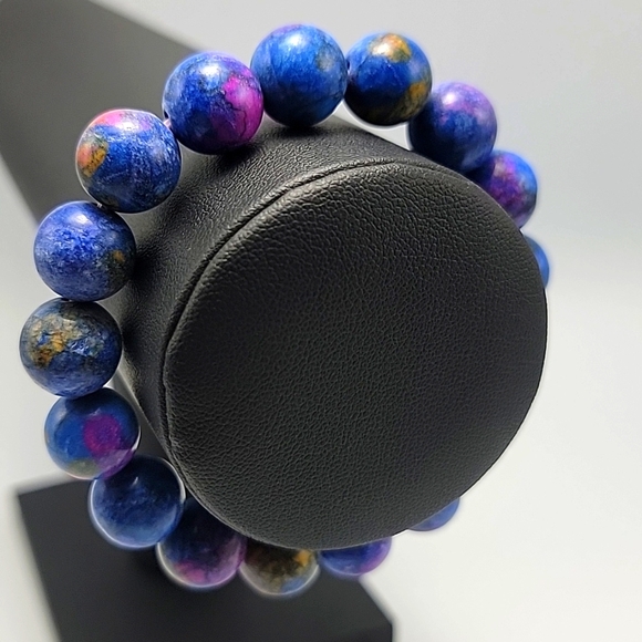 12.3mm Beauty Glittering Color Azurite & Malachite Crystal Beads Bracelet Bold - Picture 9 of 9